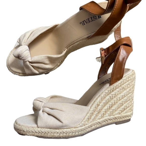 JustFab Tan and Cream Wedges - Picture 2 of 5